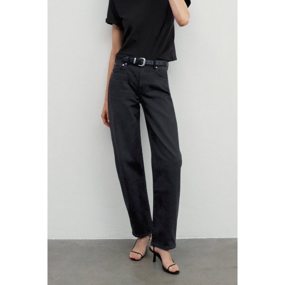 AYR The Getup 30S Film Noir Washed Black Barrel Leg Jeans Short Inseam